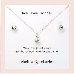 Chelsea Charles Girls' Soccer Necklace and Earrings Set