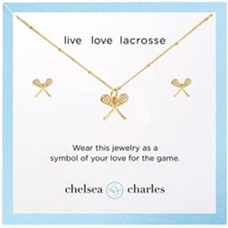 Chelsea Charles Women's Sport Lacrosse Necklace and Earrings Gift Set