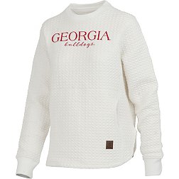 Pressbox Women's Georgia Bulldogs Ivory Bubble Knit Crew Pullover Sweatshirt