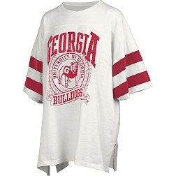 Pressbox Women's Georgia Bulldogs White Oversized Rock N' Roll Crewneck T-Shirt