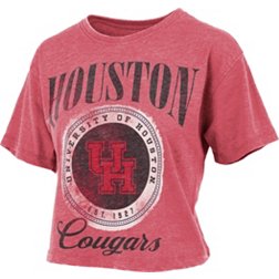 Pressbox Women's Houston Cougars Red Cropped Vintage T-Shirt