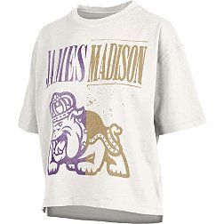 Pressbox Women's James Madison Dukes White Oversized Motley Crewneck T-Shirt