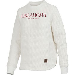 Pressbox Women's Oklahoma Sooners Ivory Bubble Knit Crew Pullover Sweatshirt