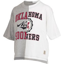 Pressbox Women's Oklahoma Sooners Grey & White Half and Half T-Shirt