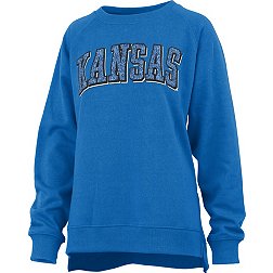 Pressbox Women's Kansas Jayhawks Blue Michelin Twisted Crew Pullover Sweatshirt