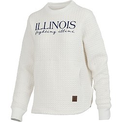 Pressbox Women's Illinois Fighting Illini Ivory Bubble Knit Crew Pullover Sweatshirt