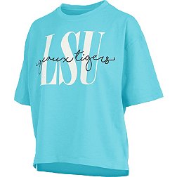 Pressbox Women's LSU Tigers Mint Oversized Motley Crewneck T-Shirt