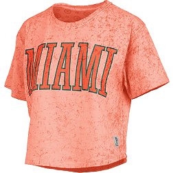 Pressbox Women's Miami Hurricanes Orange Sun Wash T-Shirt