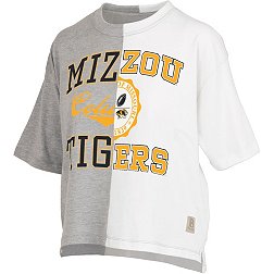 Pressbox Women's Missouri Tigers Grey & White Half and Half T-Shirt