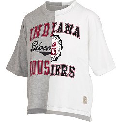 Pressbox Women's Indiana Hoosiers Grey & White Half and Half T-Shirt