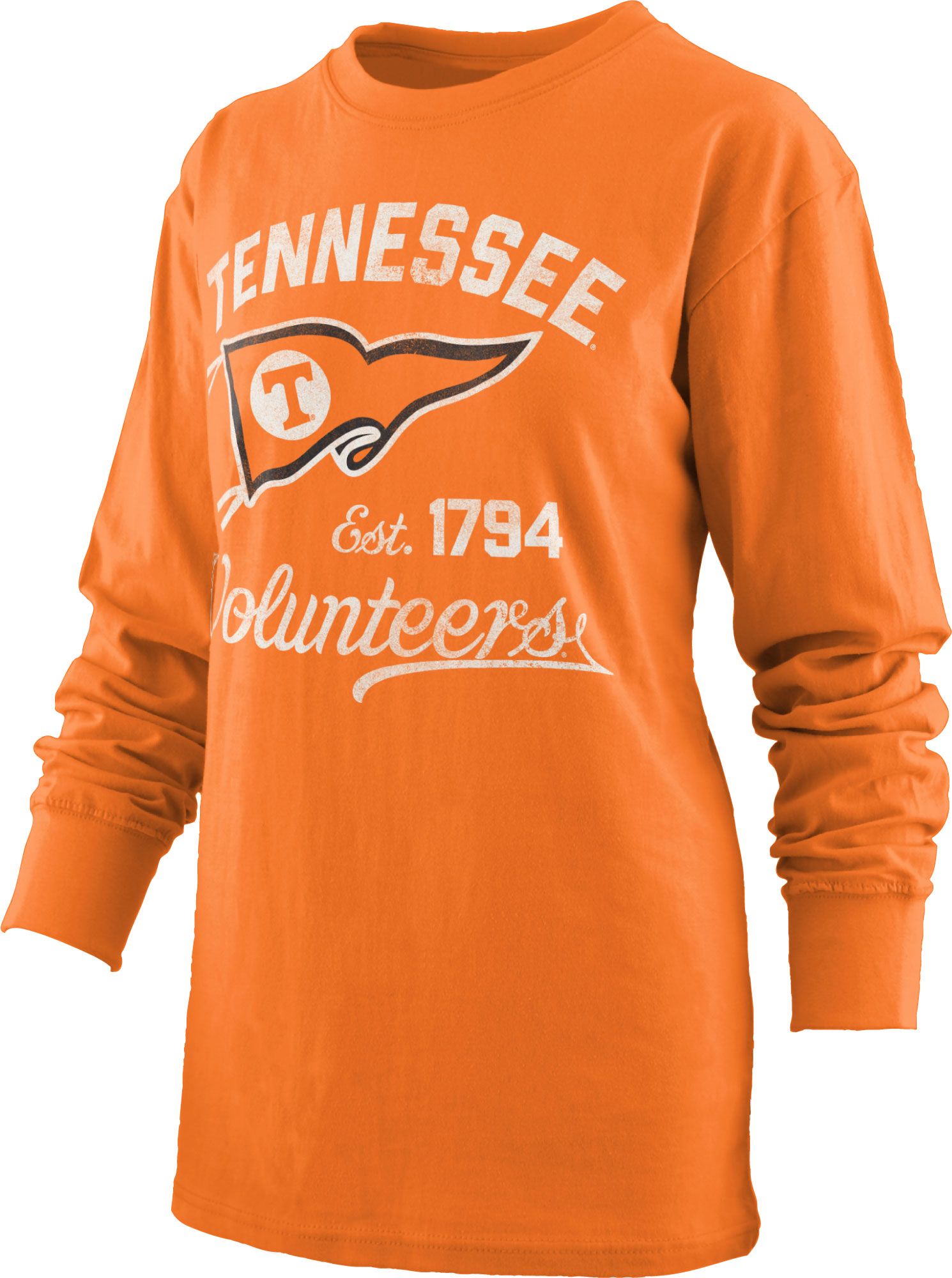 Pressbox Women's Tennessee Orange Tennessee Volunteers Plus Size Jade Vintage Like Washed 3 4 Sleeve Jersey T Shirt