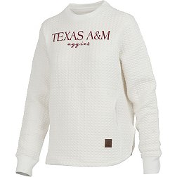Pressbox Women's Texas A&M Aggies Ivory Bubble Knit Crew Pullover Sweatshirt