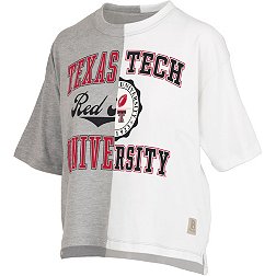 Pressbox Women's Texas Tech Red Raiders Grey & White Half and Half T-Shirt