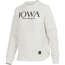 Pressbox Women's Iowa Hawkeyes Ivory Bubble Knit Crew Pullover Sweatshirt