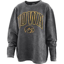 Pressbox Women's Iowa Hawkeyes Black Poncho Crew Pullover Sweatshirt