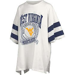 Pressbox Women's West Virginia Mountaineers White Oversized Rock N' Roll Crewneck T-Shirt
