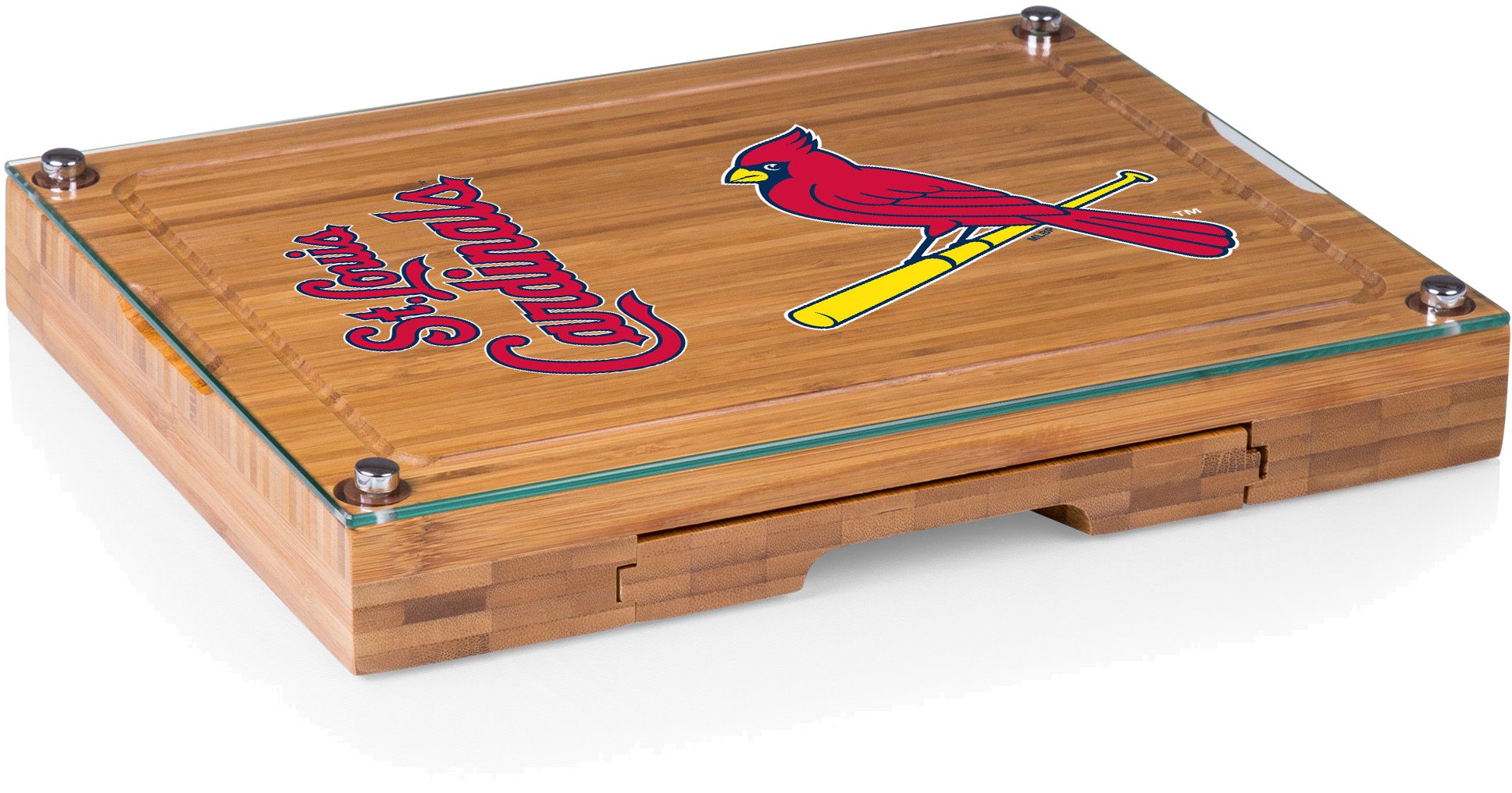 Picnic Time St. Louis Cardinals Concerto Glass Top Cheese Board and Knife Set
