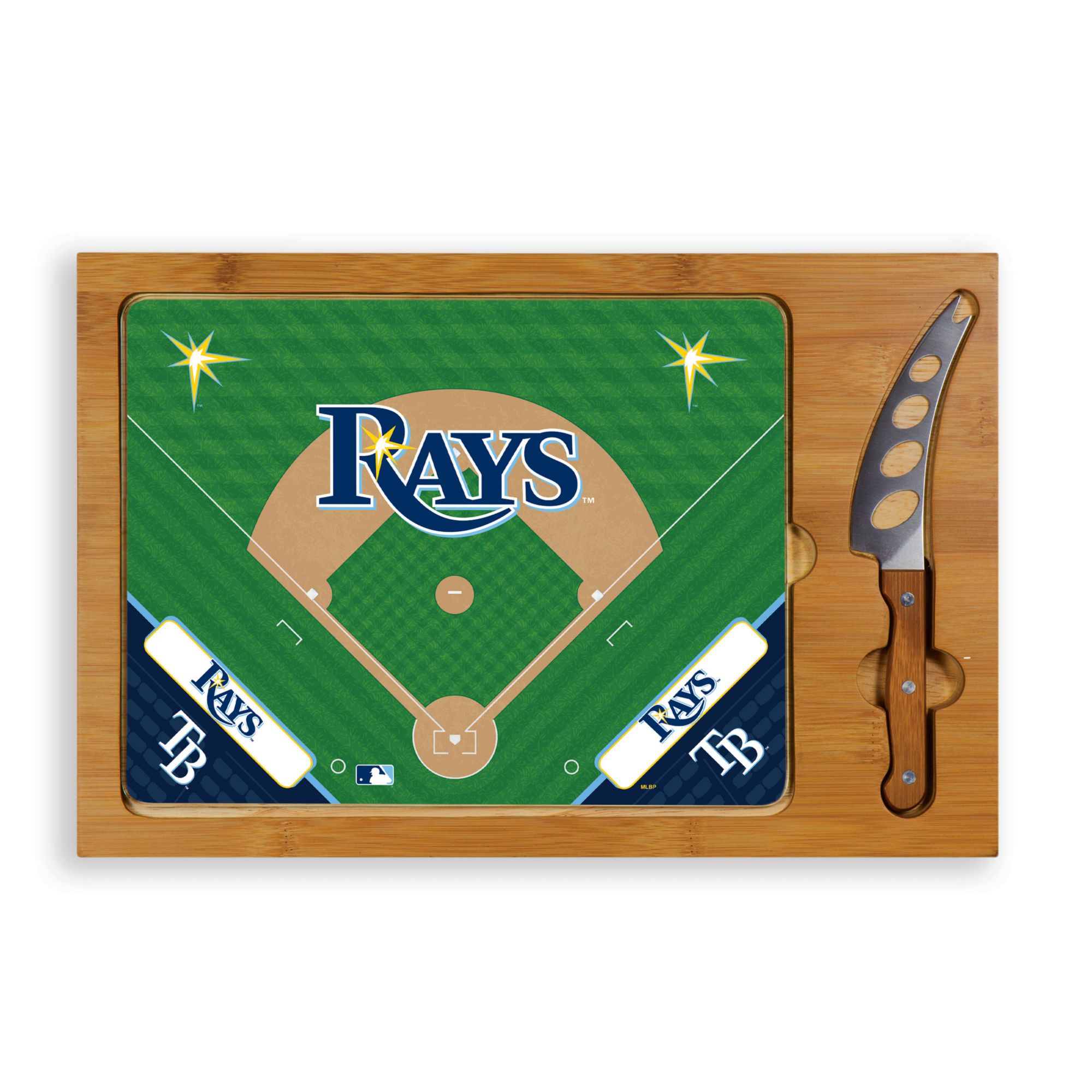 Picnic Time Tampa Bay Rays Glass Top Serving Board Set