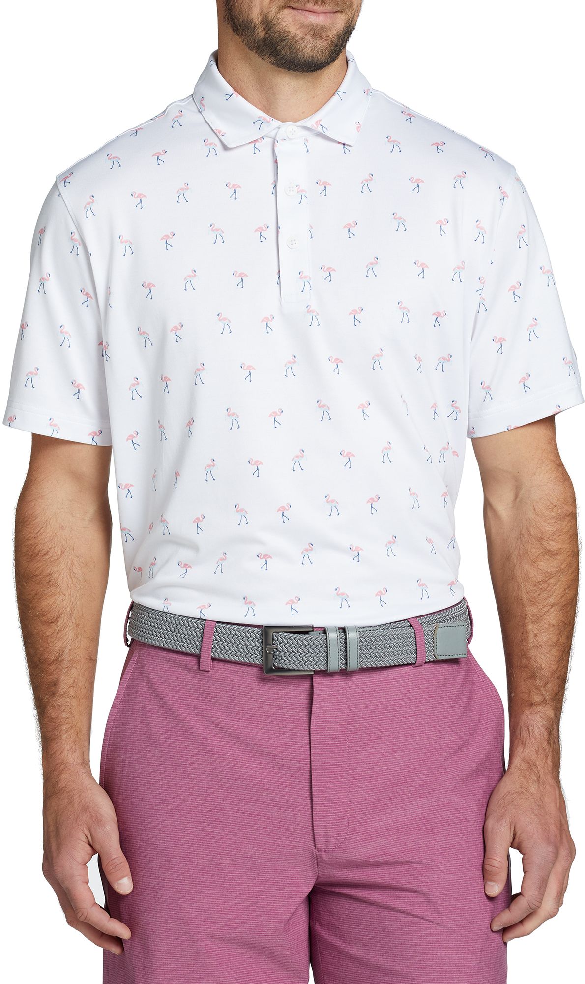 Walter Hagen Men's Clubhouse Flamingo Golf Polo