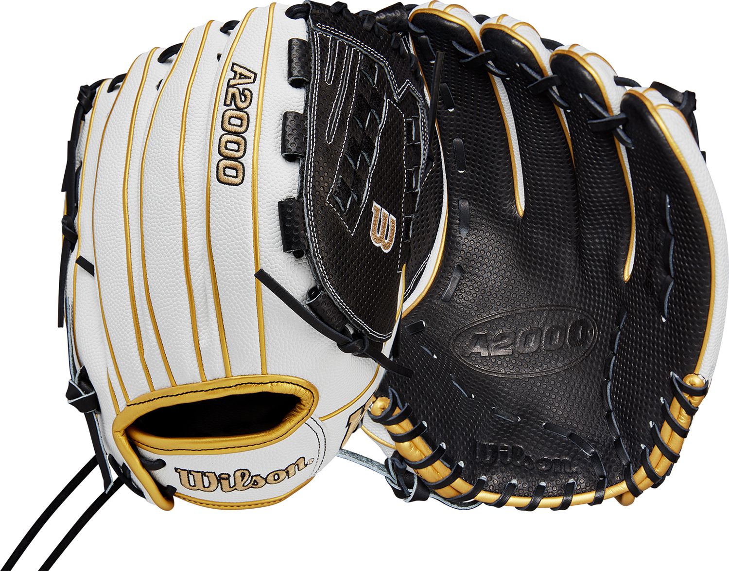 Wilson 12.5” V125 A2000 SuperSkin™ Series Fastpitch Glove 2024, Black/White/Vegas Gold