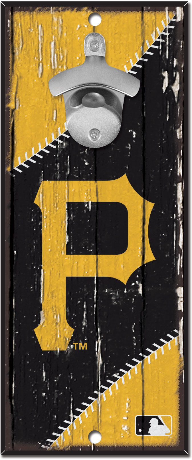 Wincraft MLB Pittsburgh Pirates Yellow 5x11 Wood Sign Bottle Opener