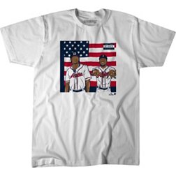 BreakingT Atlanta Braves Ronald Acuña Jr. and Ozzie Albies White Graphic T-Shirt