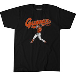 BreakingT Baltimore Orioles Gunnar Henderson 'Swing' Black Graphic T-Shirt