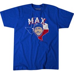 BreakingT Men's Texas Rangers Max Scherzer Blue Graphic T-Shirt