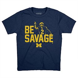 BreakingT Youth Michigan Wolverines Blue Blake Corum Savage T-Shirt