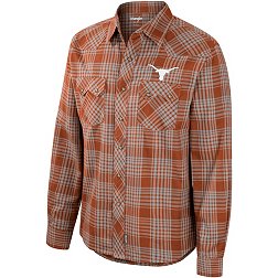 Wrangler Men's Texas Longhorns Burnt Orange Plaid Button Down Shirt