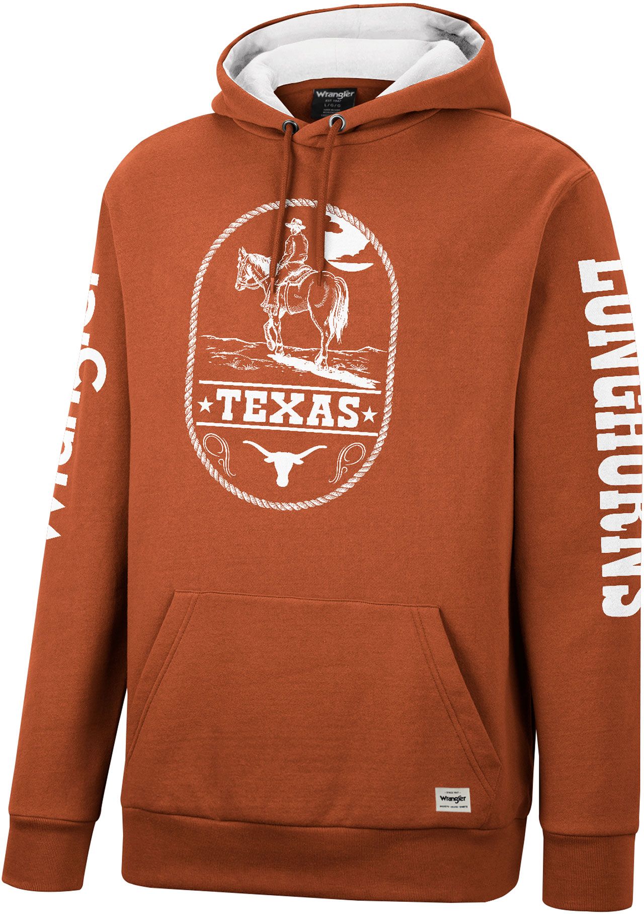 Wrangler Men's Texas Longhorns Burnt Orange Roped Hooded Sweatshirt