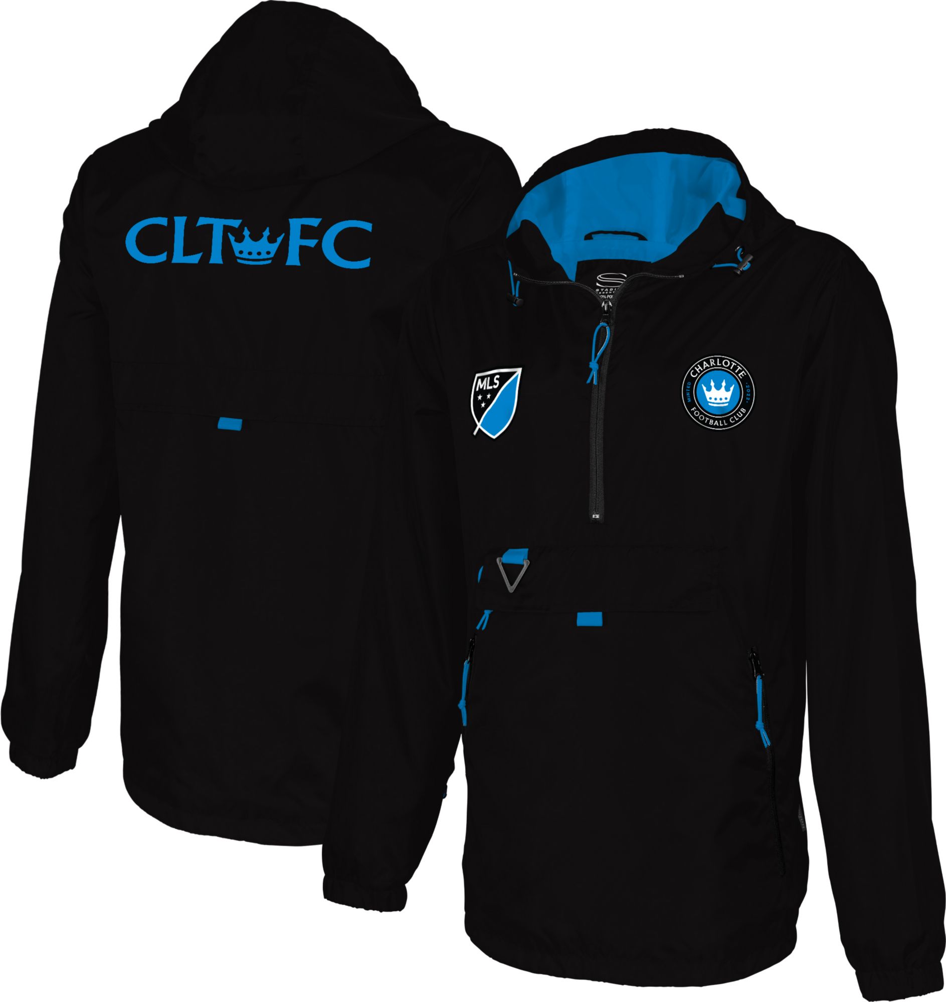 Stadium Essentials Men's Charlotte FC Compete Black Quarter-Zip Pullover Jacket