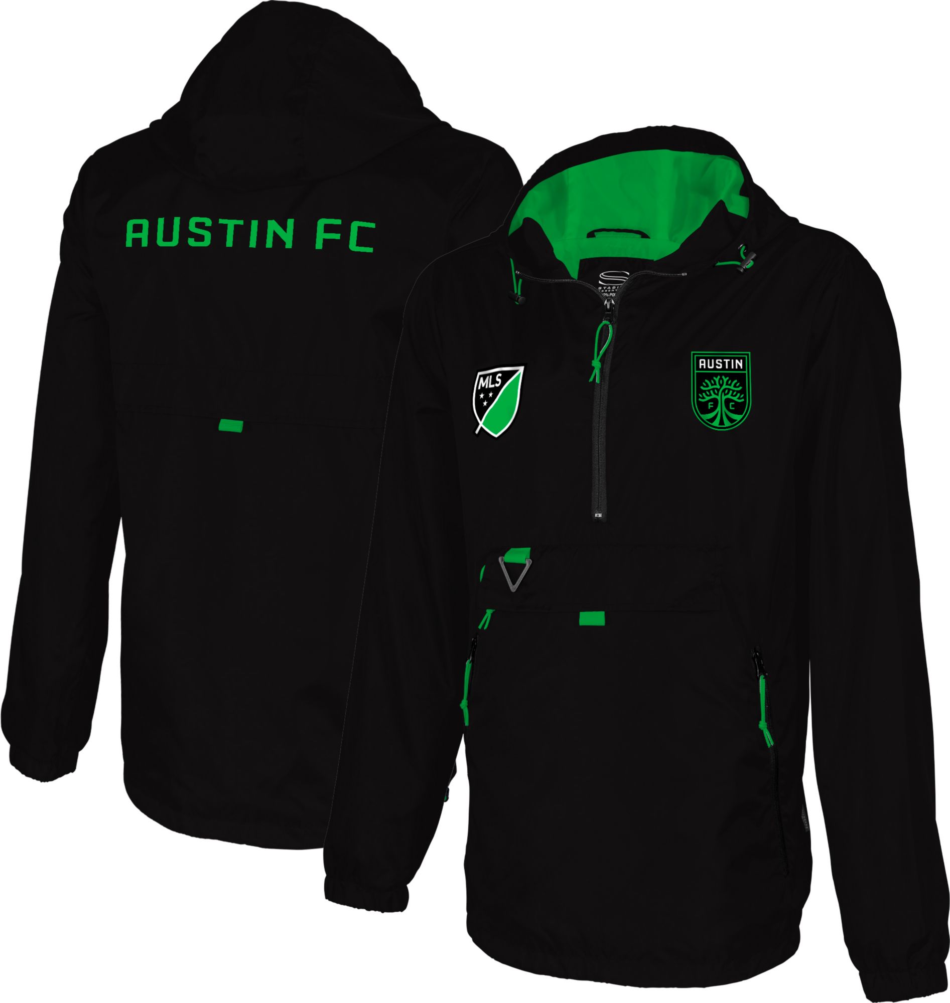 Stadium Essentials Men's Austin FC Compete Black Quarter-Zip Pullover Jacket