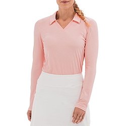 Golftini  Hot Pink Long Sleeve Mesh Trim Top - Women's Golf Tops