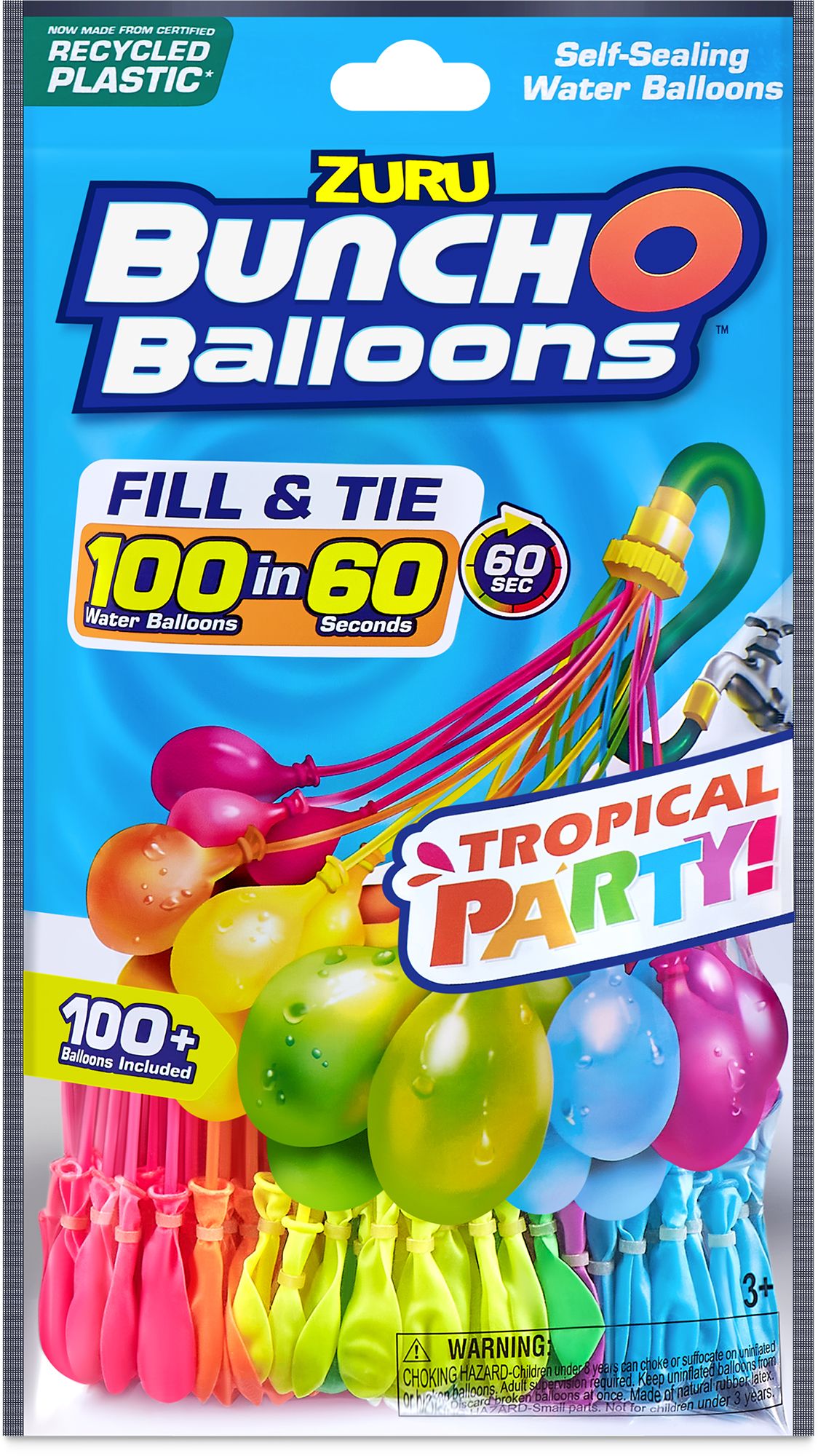 Zoofy Bunch O Balloons Tropical Party Rapid-Filling Self-Sealing Water Balloons