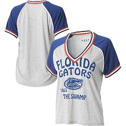 WEAR by Erin Andrews Women's Florida Gators Grey Raglan Short Sleeve V-Neck T-Shirt