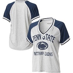 WEAR by Erin Andrews Women's Penn State Nittany Lions Grey Raglan Short Sleeve V-Neck T-Shirt