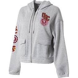 WEAR by Erin Andrews Women's USC Trojans  Grey Cropped Full Zip Hoodie