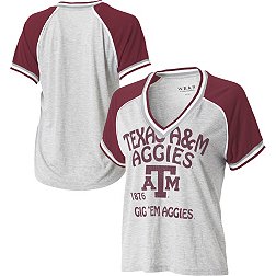 WEAR by Erin Andrews Women's Texas A&M Aggies Grey Raglan Short Sleeve V-Neck T-Shirt