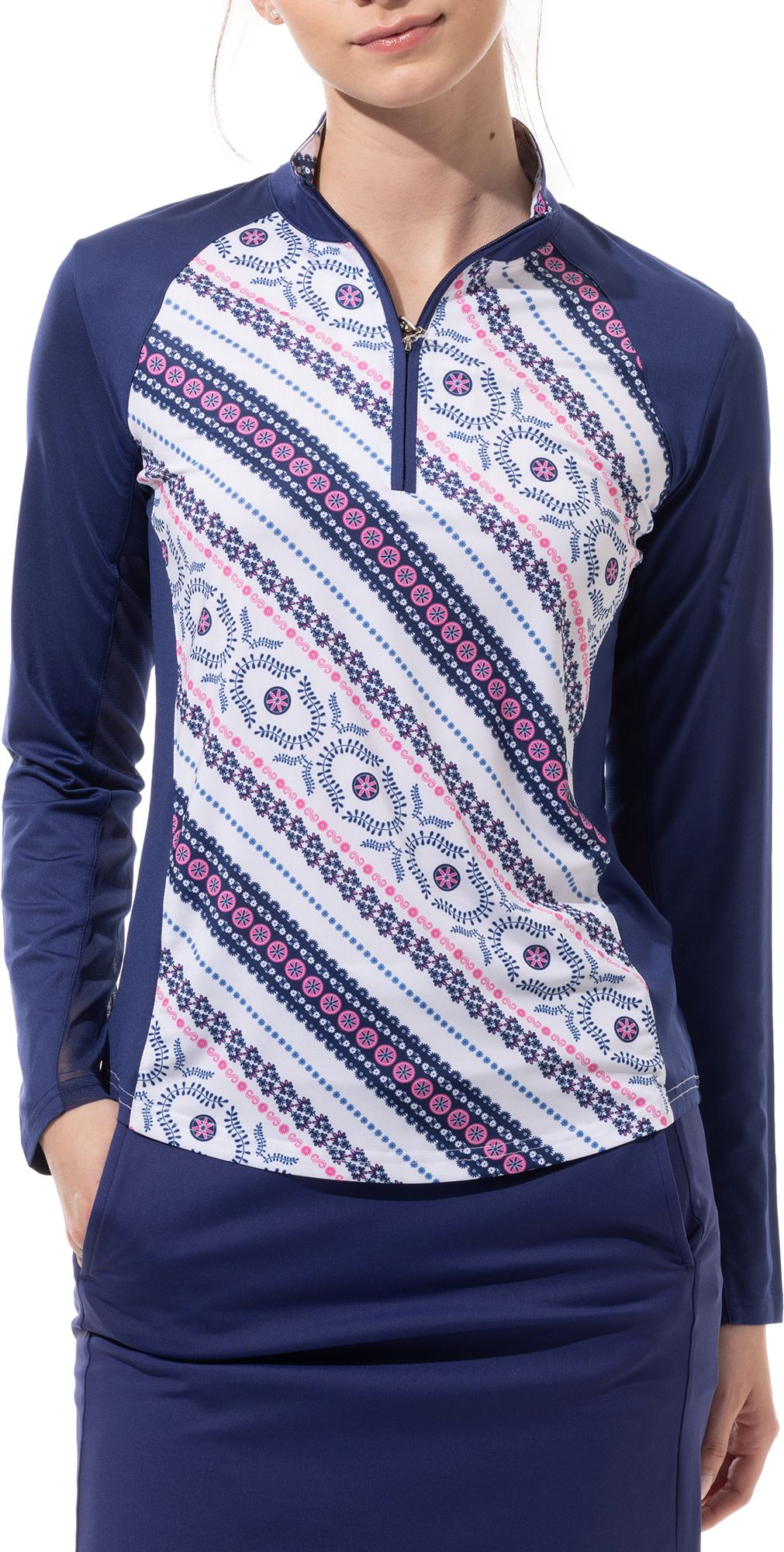 SanSoleil Women's Long Sleeve Cooling Golf Shirt - Blue