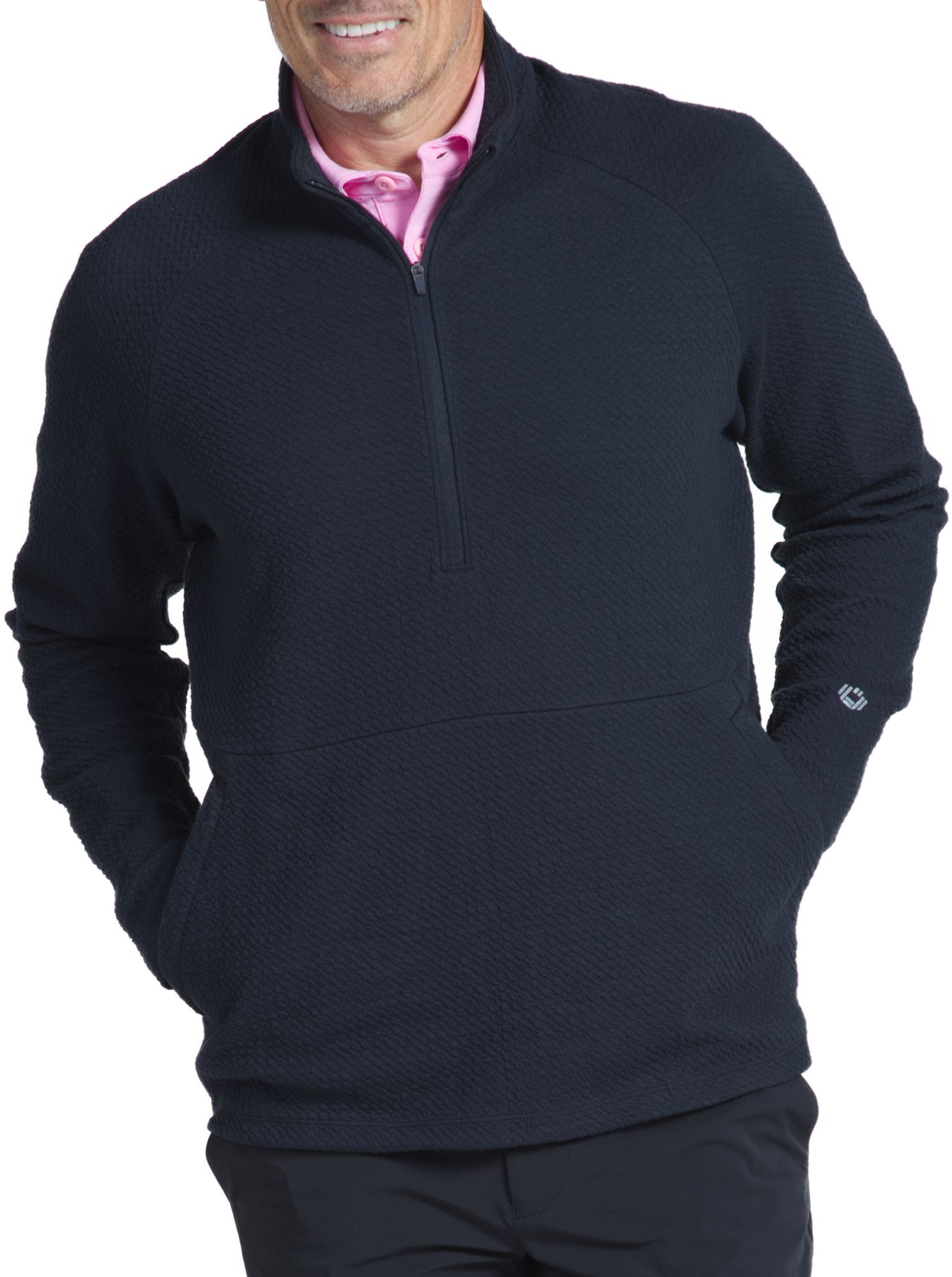 IBKUL Men's 1/4 Zip Popcorn Stitch Pullover