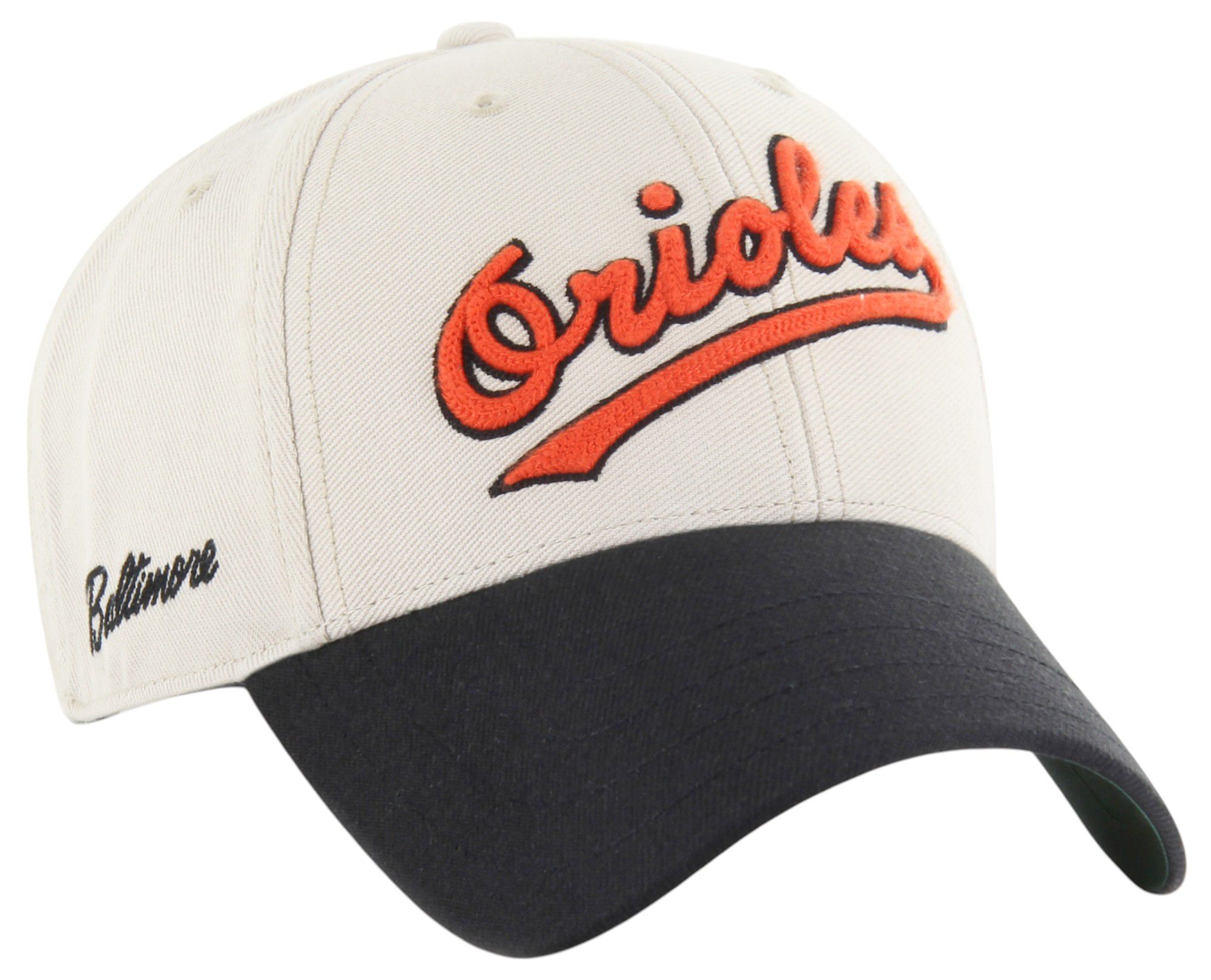 '47 Adult Baltimore Orioles White Cooperstown Fieldstone MVP Adjustable Hat