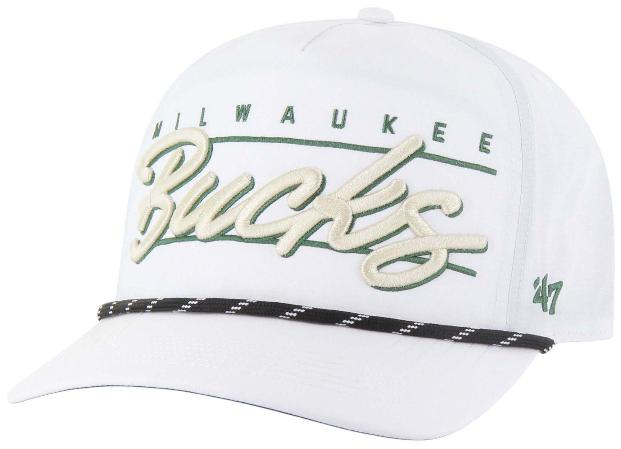 '47 Adult Milwaukee Bucks White Condor Hitch Adjustable Hat