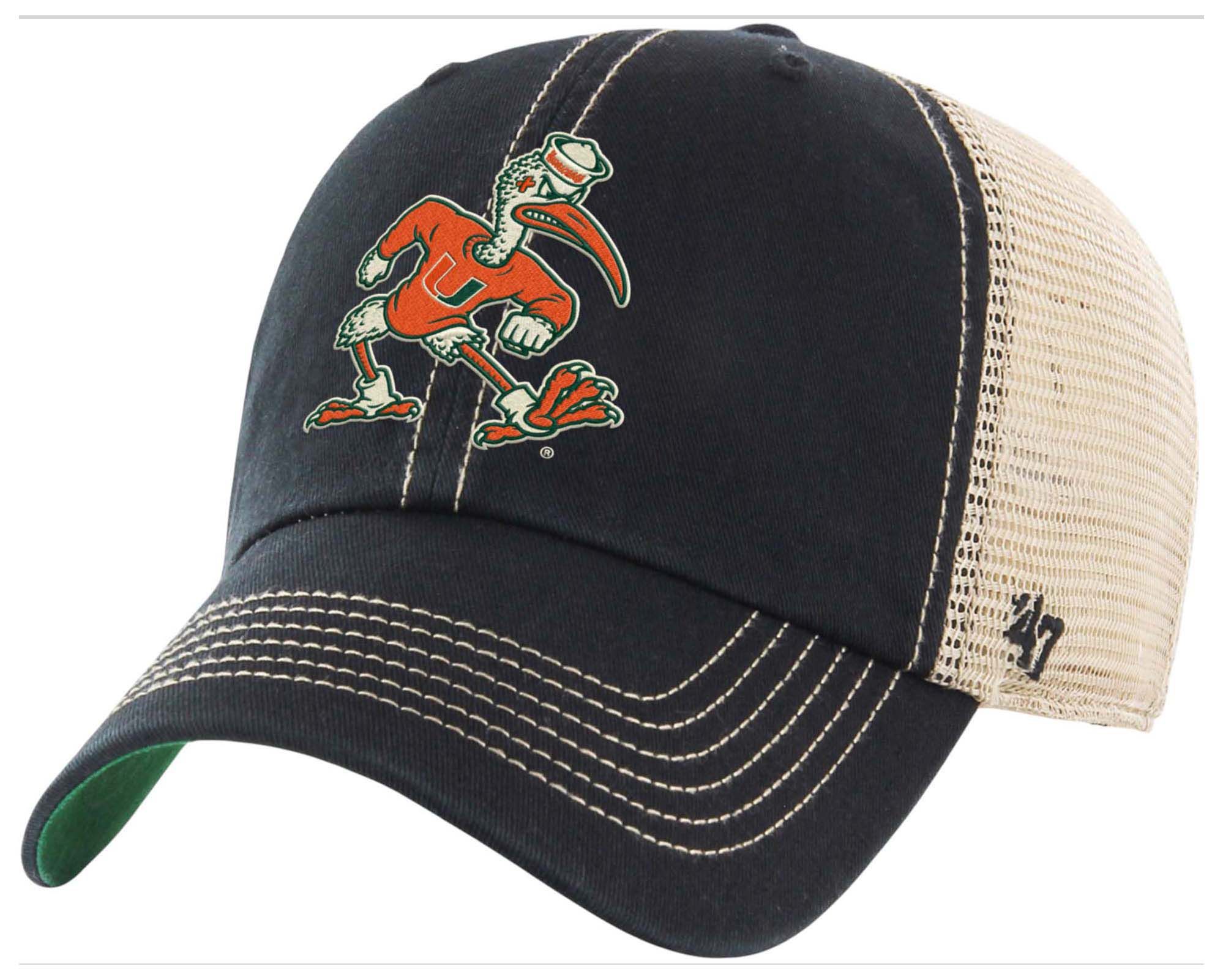 '47 Adult Miami Hurricanes Black Trawler Clean Up Adjustable Hat