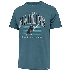 '47 Men's Miami Marlins Teal Double Header Cooperstown Franklin T-Shirt