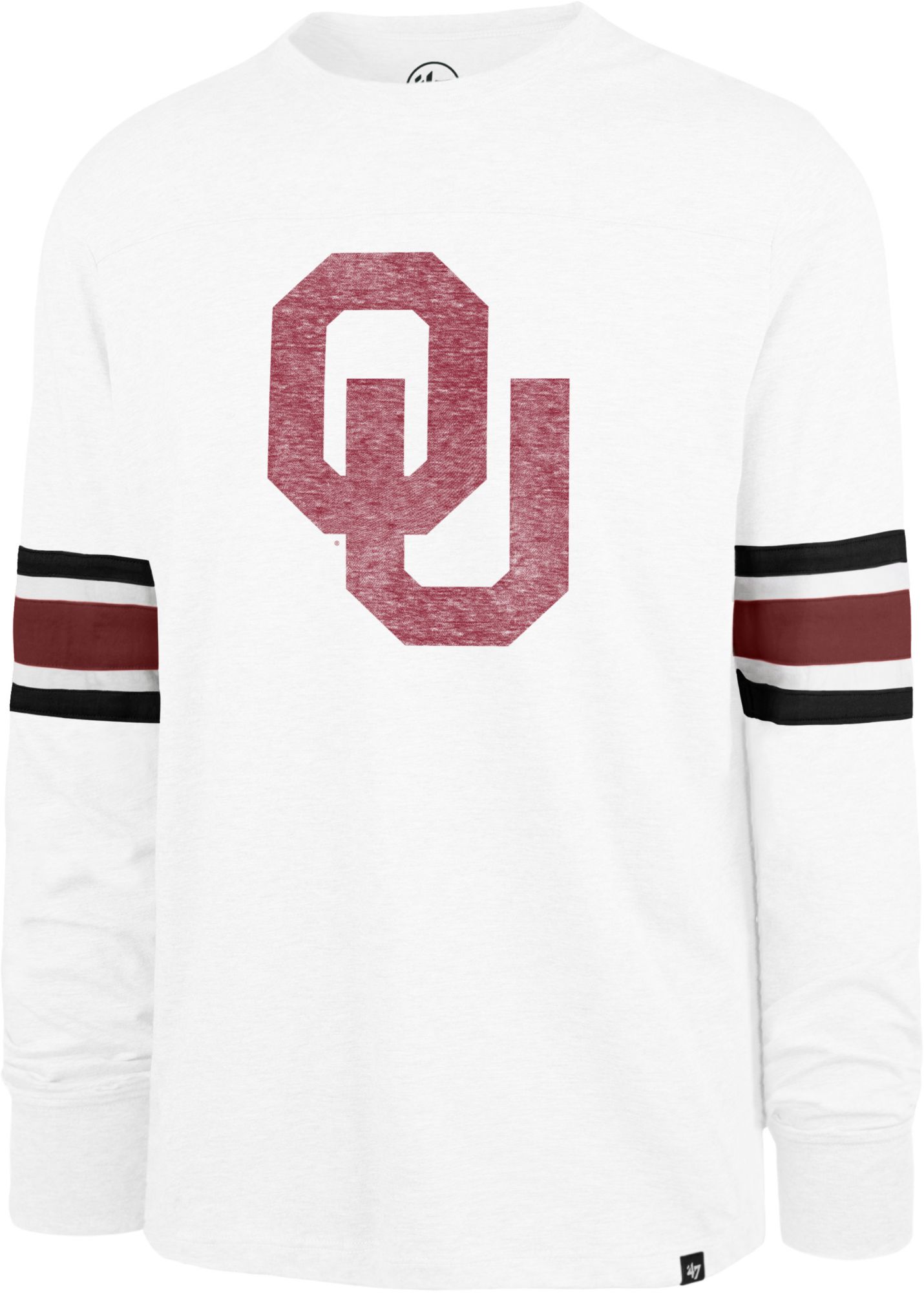 '47 Men's Oklahoma Sooners White Wash Premier Brex Long Sleeve T-Shirt