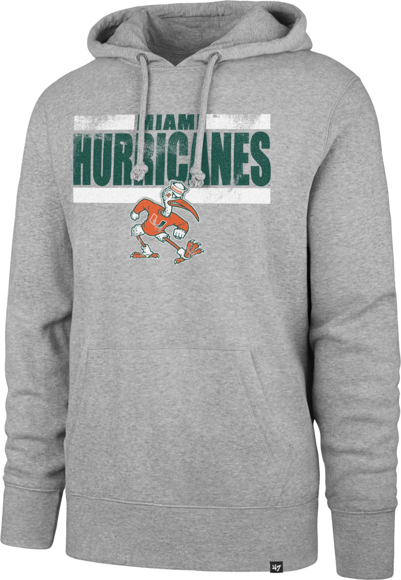 '47 Men's Miami Hurricanes Slate Grey Stack Pullover Hoodie