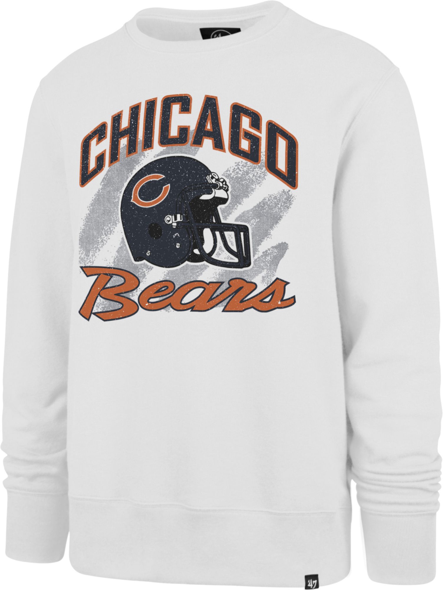 '47 Men's Chicago Bears Shader Throwback White Crew Sweatshirt