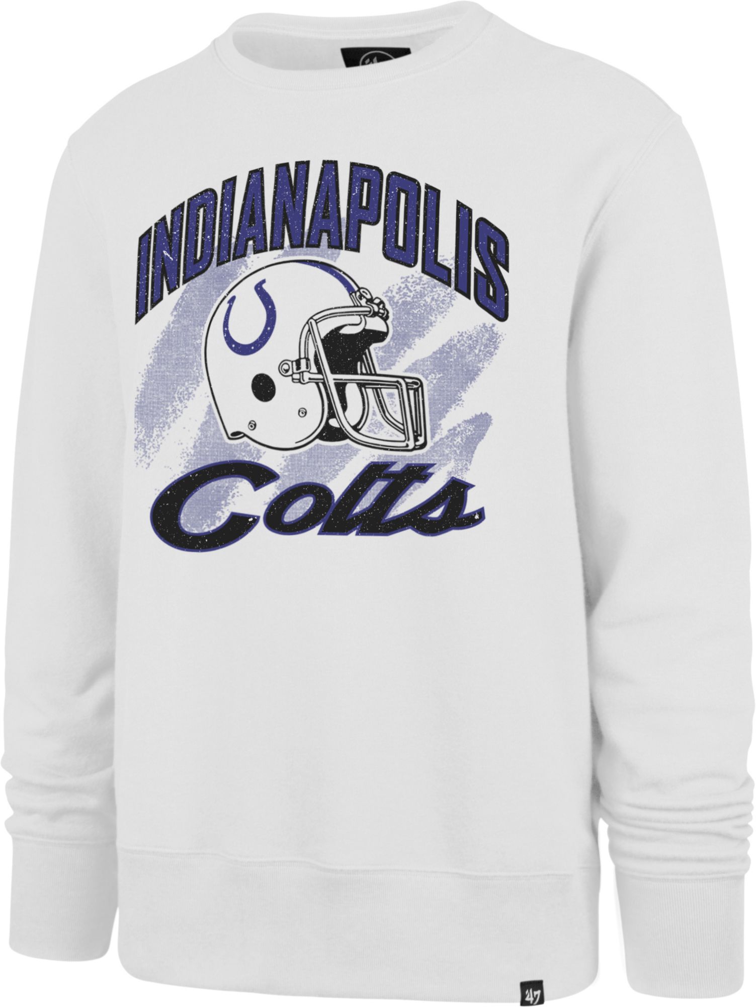 '47 Men's Indianapolis Colts Shader Throwback White Crew Sweatshirt