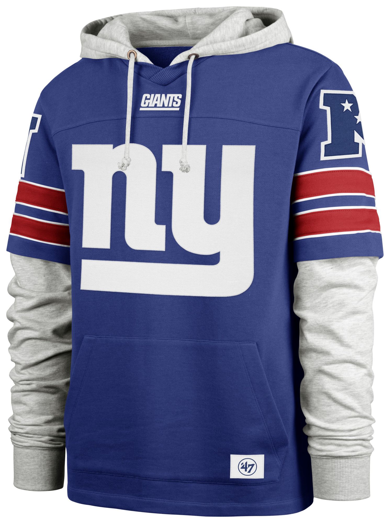 '47 Men's New York Giants Blitz Lacer Blue Pullover Hoodie